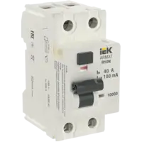 IEK ARMAT Выключатель дифференциального тока R10N 2P 40А 100мА тип AC (AR-R10N-2-040C100)
