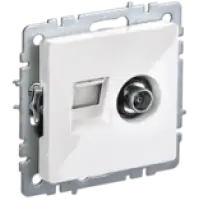 IEK BRITE Розетка двойная TV+RJ45 кат.5E РТВ/РК12-БрБ белый (BR-AK20-1-K01)