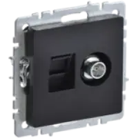 IEK BRITE Розетка двойная TV+RJ45 кат.5E РТВ/РК12-БрЧ черный (BR-AK20-1-K02)