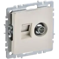 IEK BRITE Розетка двойная TV+RJ45 кат.5E РТВ/РК12-БрКр бежевый (BR-AK20-1-K10)
