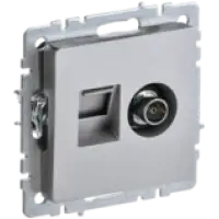 IEK BRITE Розетка двойная TV+RJ45 кат.5E РТВ/РК12-БрА алюминий (BR-AK20-1-K47)