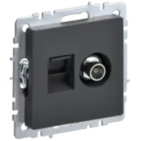 IEK BRITE Розетка двойная TV+RJ45 кат.5E РТВ/РК12-БрГ графит (BR-AK20-1-K53)