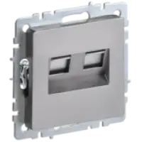 IEK BRITE Розетка компьютерная двойная RJ45 кат.5E РК10-2-БрС сталь (BR-K20-1-K46)