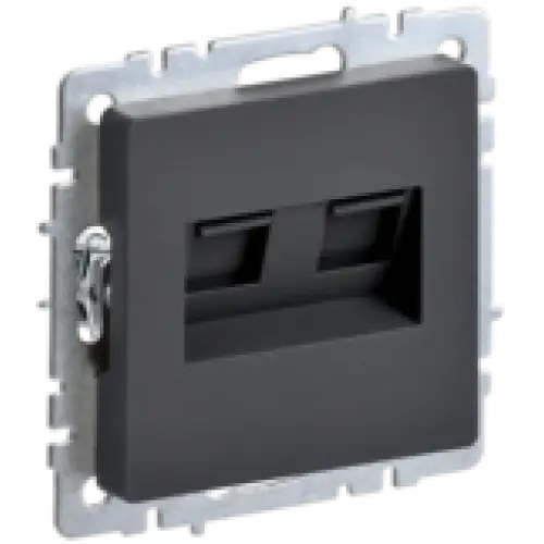 IEK BRITE Розетка компьютерная двойная RJ45 кат.5E РК10-2-БрГ графит (BR-K20-1-K53)