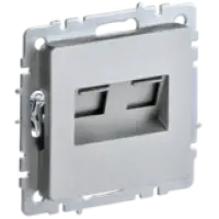 IEK BRITE Розетка компьютерная двойная RJ45 кат.6 РК11-2-БрА алюминий (BR-K20-2-K47)
