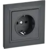 IEK BRITE Розетка 1-местная с заземлением с защитными шторками 16А в сборе РСР14-1-0-БрГ графит (BR-R14-16-K53-F)