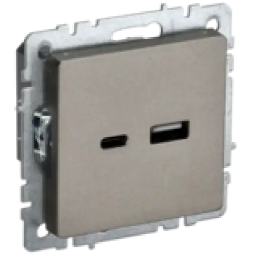 IEK BRITE Розетка USB A+C 18Вт РЮ11-1-БрШ шампань (BR-U22-018-K37)