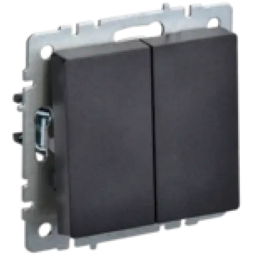 IEK BRITE Выключатель 2-клавишный 10А ВС10-2-0-БрЧ черный (BR-V20-0-10-K02)