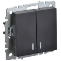 IEK BRITE Выключатель 2-клавишный с индикацией 10А ВС10-2-1-БрЧ черный (BR-V20-1-10-K02)