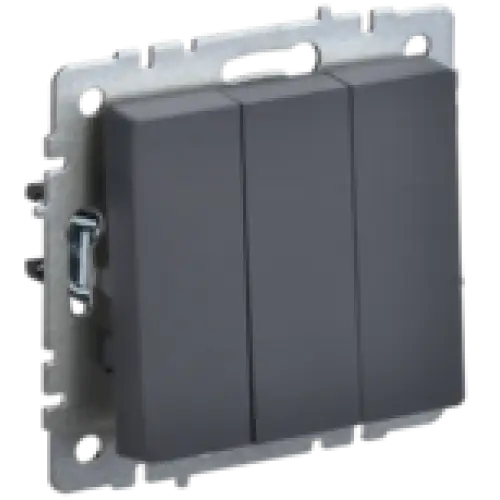 IEK BRITE Выключатель 3-клавишный 10А ВС10-3-0-БрГ графит (BR-V30-0-10-K53)