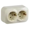 IEK Розетка двухместная для открытой установки РСш22-3-ХК с заземлением и защитной шторкой 16А GLORY кремовый (ERH24-K33-16)
