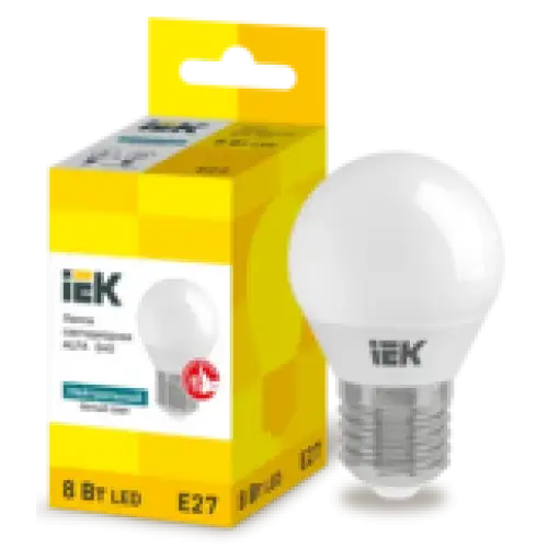 IEK Лампа светодиодная ALFA G45 шар 8Вт 230В 4000К E27 (LLA-G45-8-230-40-E27)