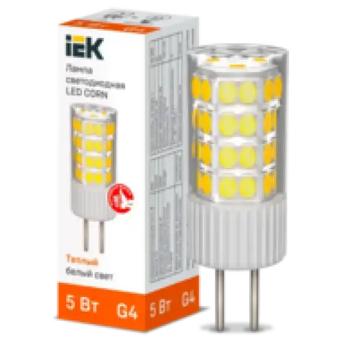 IEK Лампа светодиодная CORN капсула 5Вт 230В 3000К керамика G4 (LLE-CORN-5-230-30-G4)
