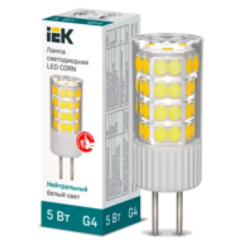 IEK Лампа светодиодная CORN капсула 5Вт 230В 4000К керамика G4 (LLE-CORN-5-230-40-G4)
