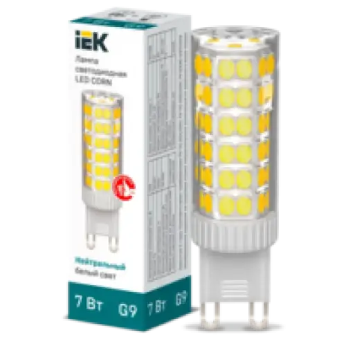IEK Лампа светодиодная CORN капсула 7Вт 230В 4000К керамика G9 (LLE-CORN-7-230-40-G9)