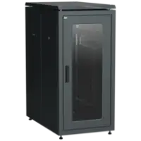 IEK ITK LINEA N Шкаф напольный сетевой 19 28U 800х1000мм стеклянная передняя дверь задняя перфорированная черный (LN05-28U81-GP)