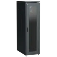 IEK ITK LINEA N Шкаф напольный сетевой 19 33U 800х1000мм стеклянная передняя дверь задняя перфорированная черный (LN05-33U81-GP)