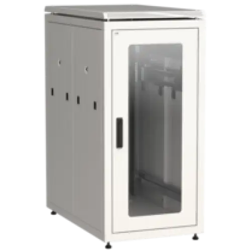 IEK ITK LINEA N Шкаф напольный сетевой 19 28U 800х1000мм стеклянная передняя дверь задняя перфорированная серый (LN35-28U81-GP)