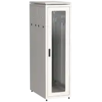 IEK ITK LINEA N Шкаф напольный сетевой 19 38U 800х1000мм стеклянная передняя дверь задняя перфорированная серый (LN35-38U81-GP)