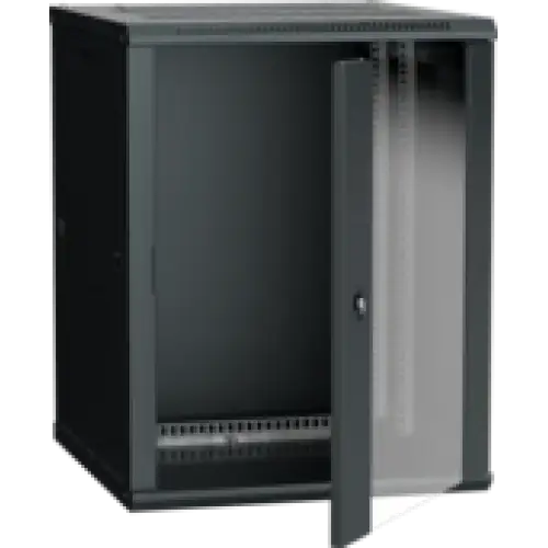 IEK ITK Шкаф настенный LINEA W 15U 600х600мм дверь стекло RAL 9005 (LWR5-15U66-GF)