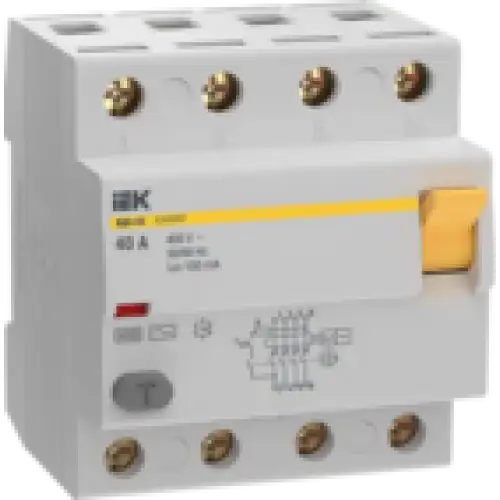 IEK Выключатель дифференциальный (УЗО) KARAT ВД3-63 4P 40А 100мА 6кА тип AC (MDV20-4-040-100)