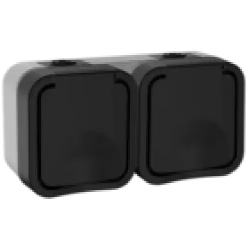 IEK TORS Розетка 2-местная горизонтальная 16А IP55 TS122 графит (TS-R26-16-55-G-K53)