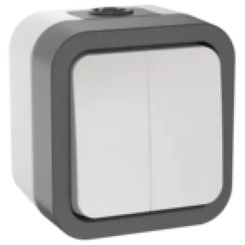 IEK TORS Выключатель двухклавишный 10А IP55 TS205 белый (TS-V20-0-10-55-K41)