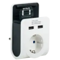 IEK Адаптер Т-02/01 1 место 2P+PE 16А 2хUSB 2,4А с подставкой белый (WTP11-16-01-Z-K01)