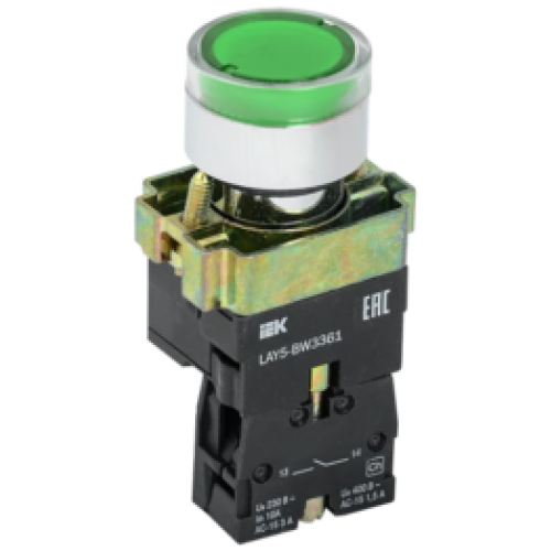 IEK Кнопка управления LAY5-BW3361 с подсветкой зеленый 1з (BBT50-BW-K06)