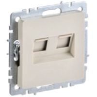 IEK BRITE Розетка компьютерная двойная RJ45 кат.5E РК10-2-БрКр бежевый (BR-K20-1-K10)