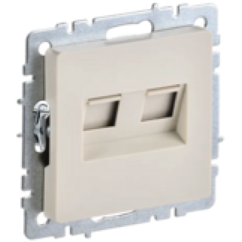 IEK BRITE Розетка компьютерная двойная RJ45 кат.6 РК11-2-БрКр бежевый (BR-K20-2-K10)