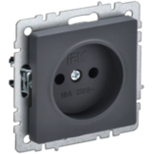 IEK BRITE Розетка 1-местная без заземления без защитных шторок 10А РС10-1-0-БрГ графит (BR-R10-10-K53)