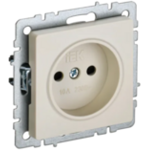 IEK BRITE Розетка 1-местная без заземления с защитными шторками 10А РСш10-2-БрКр бежевый (BR-R13-10-K10)