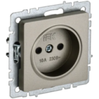 IEK BRITE Розетка 1-местная без заземления с защитными шторками 10А РСш10-2-БрШ шампань (BR-R13-10-K37)