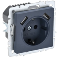 IEK BRITE Розетка 1-местная с заземлением с защитными шторками 16А с USB A+A 5В 2,1А РЮш10-1-БрМ маренго (BR-R14-16-U21-D21-K35)