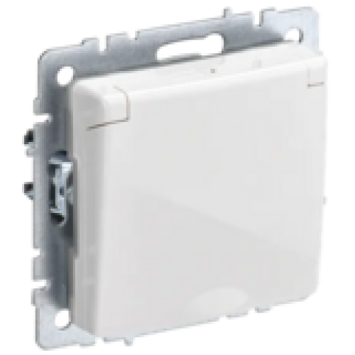 IEK BRITE Розетка 1-местная с заземлением с защитными шторками и крышкой 16А IP44 РСбш10-3-44-БрБ белый (BR-R16-16-44-K01)