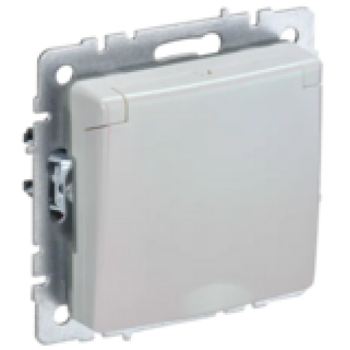IEK BRITE Розетка 1-местная с заземлением с защитными шторками и крышкой 16А IP20 РСбш10-3-БрЖ жемчуг (BR-R16-16-K36)