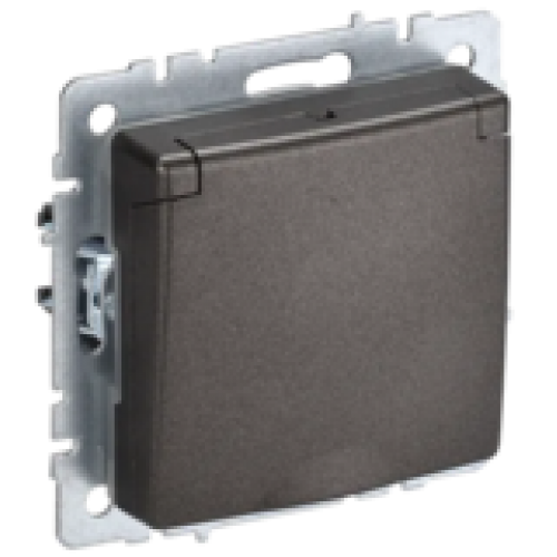 IEK BRITE Розетка 1-местная с заземлением с защитными шторками и крышкой 16А IP20 РСбш10-3-БрТБ темная бронза (BR-R16-16-K45)