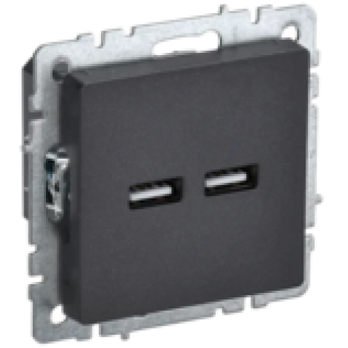 IEK BRITE Розетка USB A+A 5В 3,1А РЮ10-1-БрЧ черный (BR-U21-D31-K02)