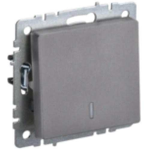 IEK BRITE Выключатель 1-клавишный с индикацией 10А ВС10-1-1-БрС сталь (BR-V10-1-10-K46)