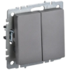 IEK BRITE Выключатель 2-клавишный 10А ВС10-2-0-БрС сталь (BR-V20-0-10-K46)