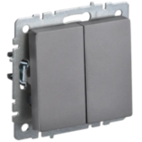 IEK BRITE Выключатель 2-клавишный 10А ВС10-2-0-БрС сталь (BR-V20-0-10-K46)