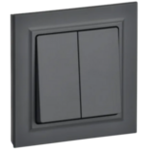IEK BRITE Выключатель 2-клавишный 10А в сборе ВСР10-2-0-БрГ графит (BR-V20-0-10-K53-F)