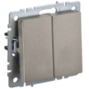 IEK BRITE Выключатель 2-клавишный проходной 10А ВС10-2-6-БрШ шампань (BR-V22-0-10-K37)