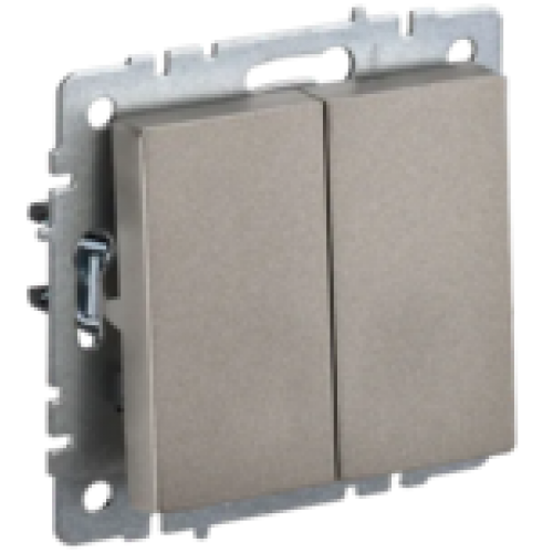 IEK BRITE Выключатель 2-клавишный проходной 10А ВС10-2-6-БрШ шампань (BR-V22-0-10-K37)