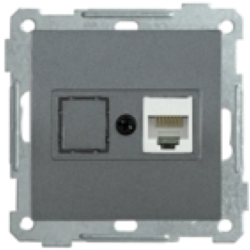 IEK Розетка компьютерная РК10-1-Б RJ45 Cat5e BOLERO антрацит (EKB15-01-K95)
