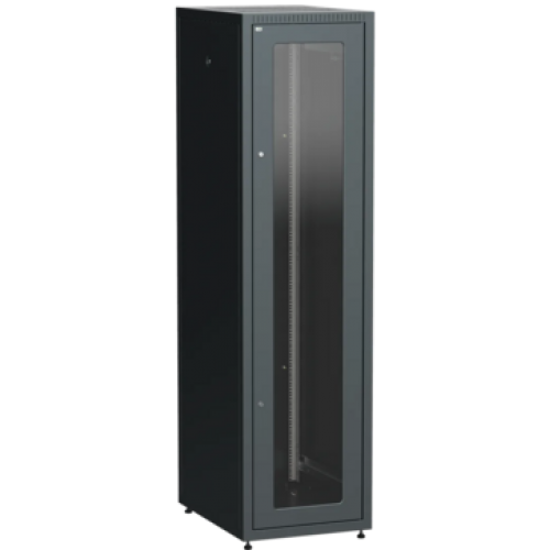 IEK ITK LINEA E Шкаф напольный сетевой 19 47U 600х800мм стеклянная передняя дверь задняя металлическая черный (LE05-47U68-GM)