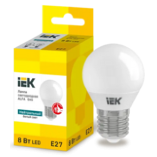 IEK Лампа светодиодная ALFA G45 шар 8Вт 230В 4000К E27 (LLA-G45-8-230-40-E27)