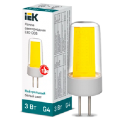 IEK Лампа светодиодная COB капсула 3Вт 230В 4000К керамика G4 (LLE-COB-3-230-40-G4)