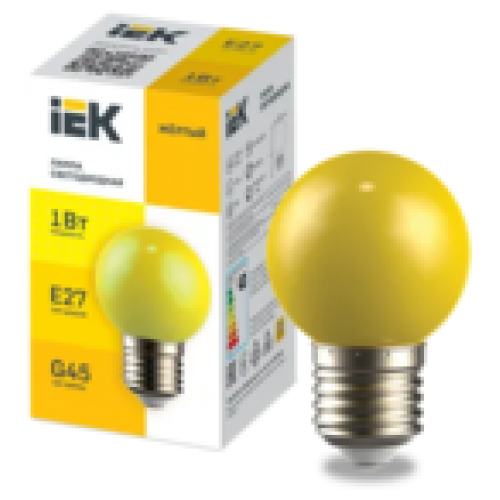 IEK LIGHTING Лампа светодиодная декоративная G45 шар 1Вт 230В желтый E27 (LLE-G45-1-230-Y-E27)
